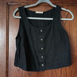 Everlane Black Linen button down crop top - size 6